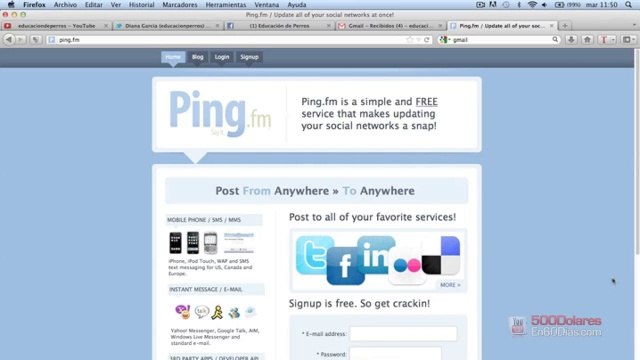 07.Cómo abrir una cuenta en PING.FM para compartir tus videos con las redes sociales