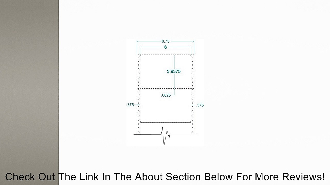 6" x 3-15/16" White Permanent Pinfeed Shipping Label with 4" Repeat, 6-3/4" Carrier Review