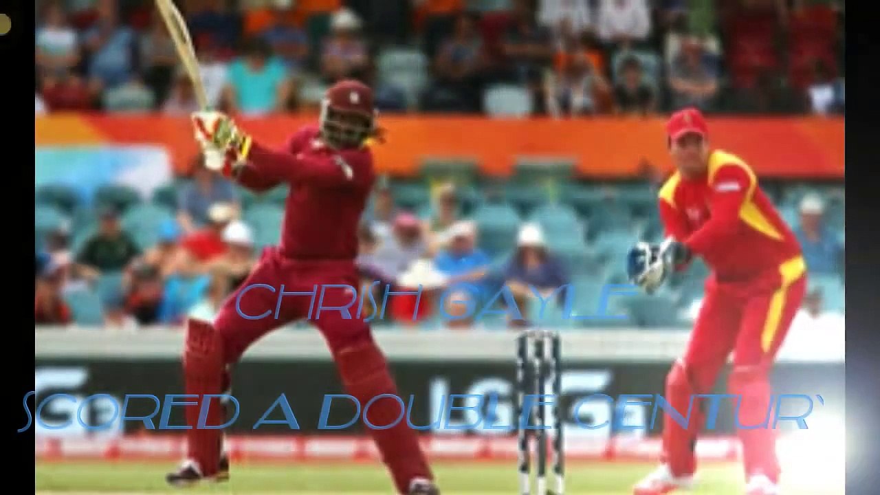 Chris Gayle 215 runs 16 sixes on 147 balls in world cup 2015 vs zimbabwe