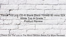 Yens� 100 pcs CD-R Blank Discs 700MB 80 mins 52X White Top A Grade ** Review
