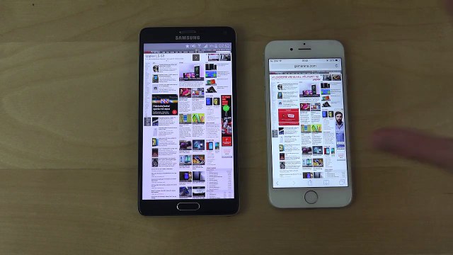 Samsung Galaxy Note 4 Android 5.0 Lollipop vs. iPhone 6 iOS 8.3 - Internet Browser Speed Test (4K)