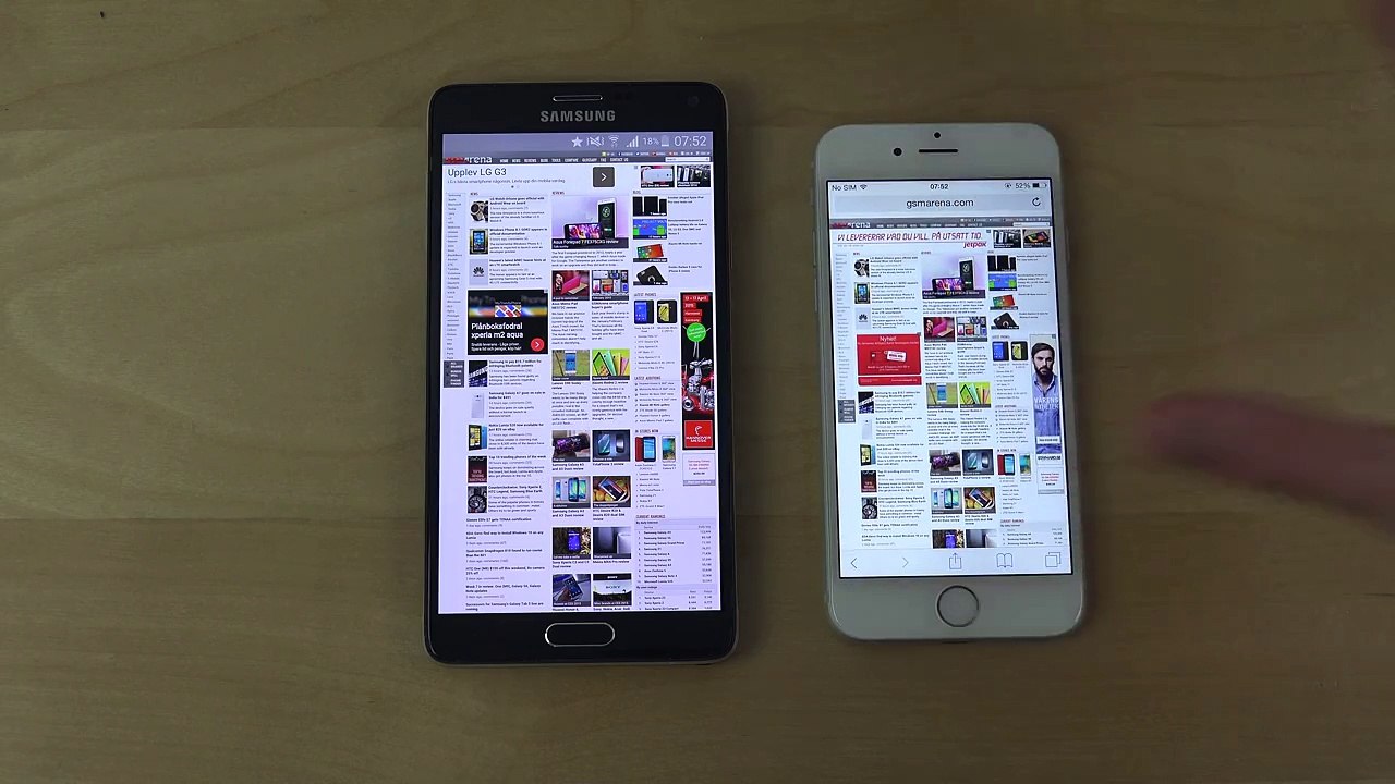 Samsung Galaxy Note 4 Android 5.0 Lollipop vs. iPhone 6 iOS 8.3 - Internet Browser Speed Test (4K)