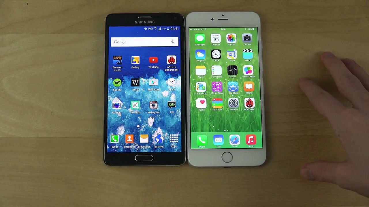 Samsung Galaxy Note 4 Android 5.0 Lollipop vs. iPhone 6 Plus iOS 8.3 - App Opening Speed Test (4K)