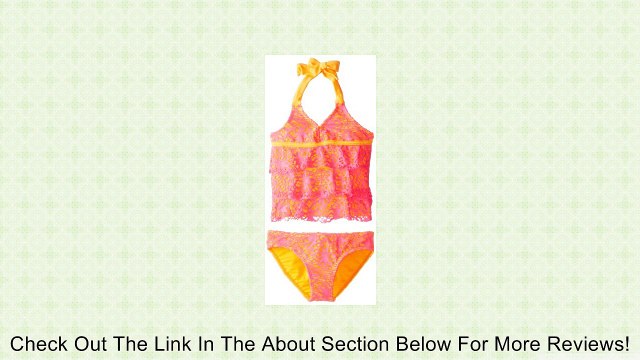 Kensie Little Girls' 2 Piece Crochet Lace Ruffle Tankini Set, Multi, 4 Review