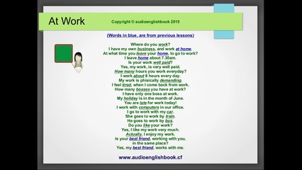 English lesson about work. Speak English better.