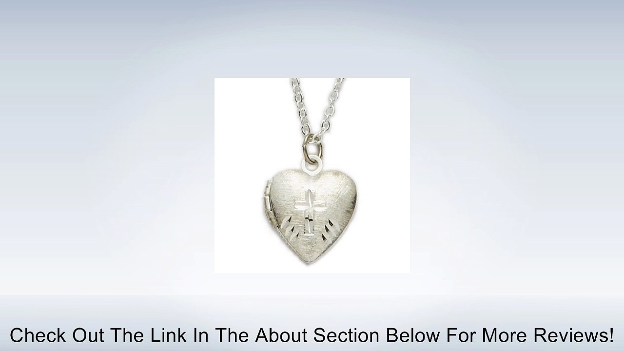 Silver Plated Heart Locket Etched Cross Pendant Children's Religious Jewelry First Communion Gifts w/Chain Necklace 16" Length Review