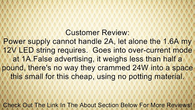 JACKYLED New DC 12V 2A 2.0A Switching Power Supply Adapter For 110V- 240V AC 50/60Hz 2.1mm Review