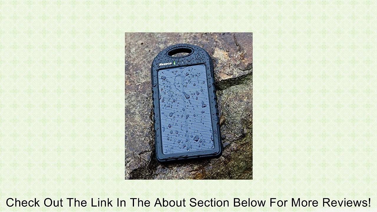 Nexcon� Solar Panel Charger 5000mAh Rain-resistant and Dirt/Shockproof Dual USB Port Portable Charger Backup Power Pack for iPhone 6 plus 5S 5C 5 4S 4, iPods(Apple Adapters not Included), Samsung Galaxy S5 S4, S3, S2, Note 4 3 2, Most Kinds of Android Sma