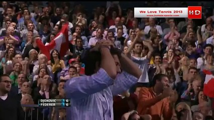 Roger Federer's passing shot against Novak Djokovic