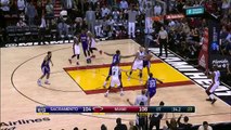 Dwyane Wade Hits Half-Court Shot Which Doesn't Count - Kings vs Heat - March 7, 2015 - NBA