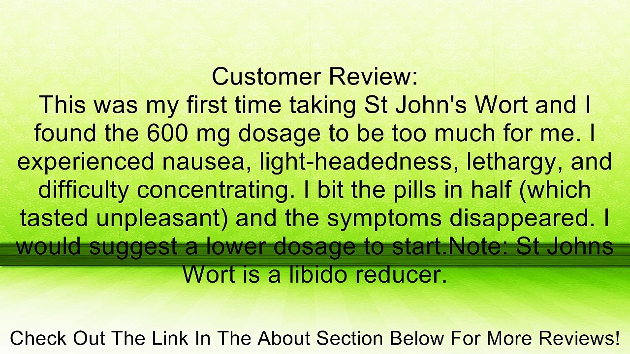 Planetary Formulas St. John's Wort Extract, Full Spectrum, 600 mg, Tablets, 120 tablets Review