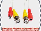 (4) Pack of 200ft 200 Feet All-In-One Siamese CCTV Security Camera BNC Video and Power Cable