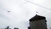 2015.3.7　高江区村営住宅から　高江区上空を飛ぶオスプレイ　飛行機モード