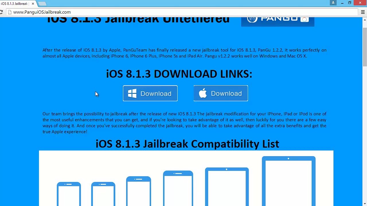Download Pangu 8.1.3 Jailbreak Full Untehered IOS 8 Jailbreak.