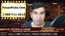 LA Lakers vs. Detroit Pistons Free Pick Prediction NBA Pro Basketball Odds Preview 3-10-2015