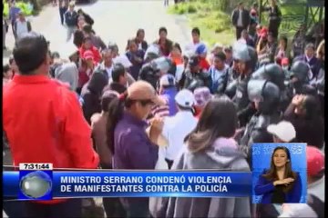 Ministro José Serrano condenó la violencia de los manifestantes contra la policía