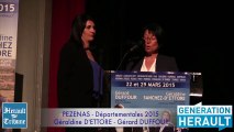 PEZENAS -2015 - DEPARTEMENTALES 2015 - GERALDINE D'ETTORE-SANCHEZ et Gérard DUFFOUR en meeting à PEZENAS