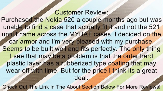 MYBAT Car Armor Kickstand Protector Cover Rubberized for Nokia Lumia 520 - Retail-Packaging - White/Black Review