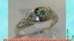 925 Solid Sterling Silver Natural Emerald Antique style Gypsy band Ring - Size 9.75 - Finger