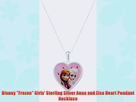 Disney Frozen Girls' Sterling Silver Anna and Elsa Heart Pendant Necklace