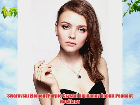 Swarovski Element Purple Crystal Big Bunny Rabbit Pendant Necklace