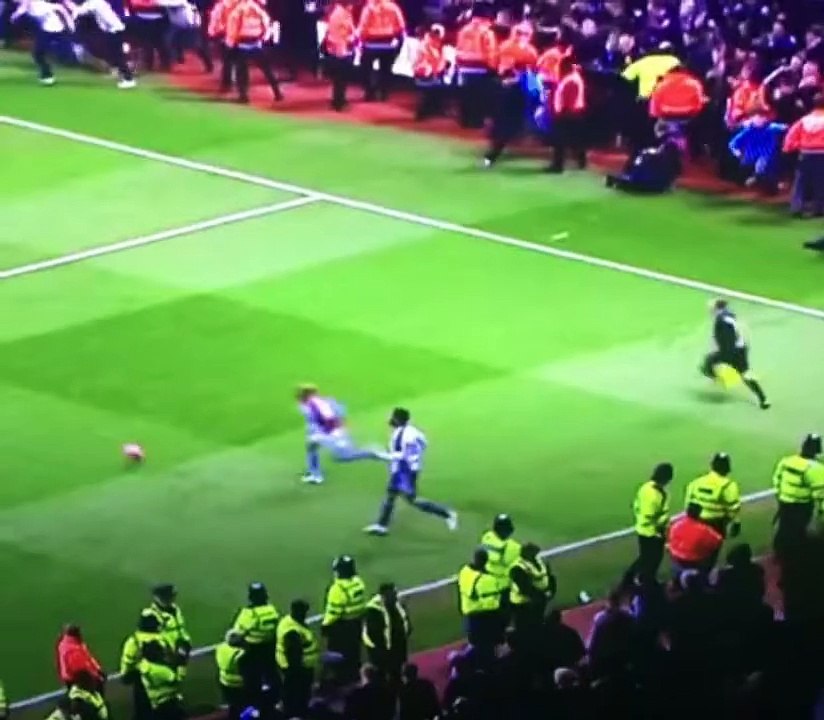The assistant ref sprinted like Usain Bolt as Aston Villa fans rushed the pitch v WBA