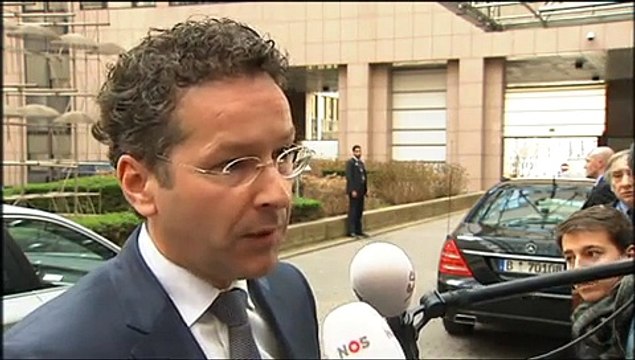 Arrival and doorstep Eurogroup President (Dijsselbloem)