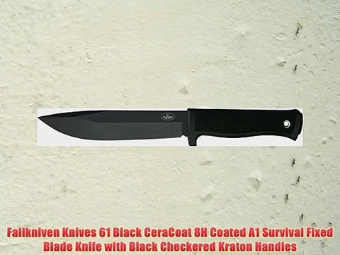 Fallkniven Knives 61 Black CeraCoat 8H Coated A1 Survival Fixed Blade Knife with Black Checkered