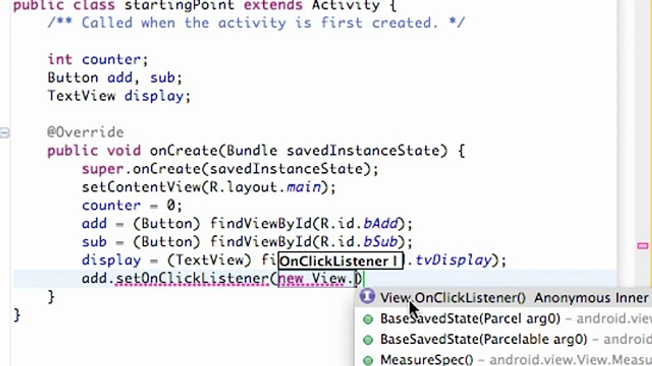 Android Application Development - 9 - Set up a Button with OnClickListener
