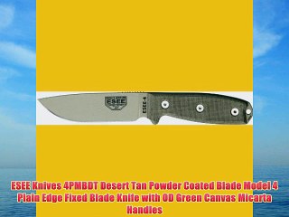 ESEE Knives 4PMBDT Desert Tan Powder Coated Blade Model 4 Plain Edge Fixed Blade Knife with