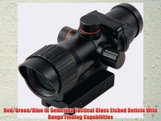 Sun Optics USA CQB 4X32 Prismatic IR W/Fiber Optic Sights Red/Green/Blue Reticle