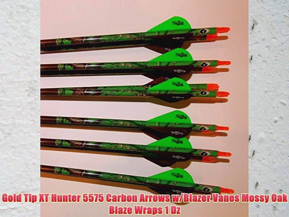 Gold Tip XT Hunter 5575 Carbon Arrows w/Blazer Vanes Blaze Wraps 1Dz.
