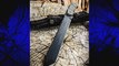 Tops Knives 111A Large Steel Eagle Tanto Fixed Blade Knife with Sawback Spine - Black Linen