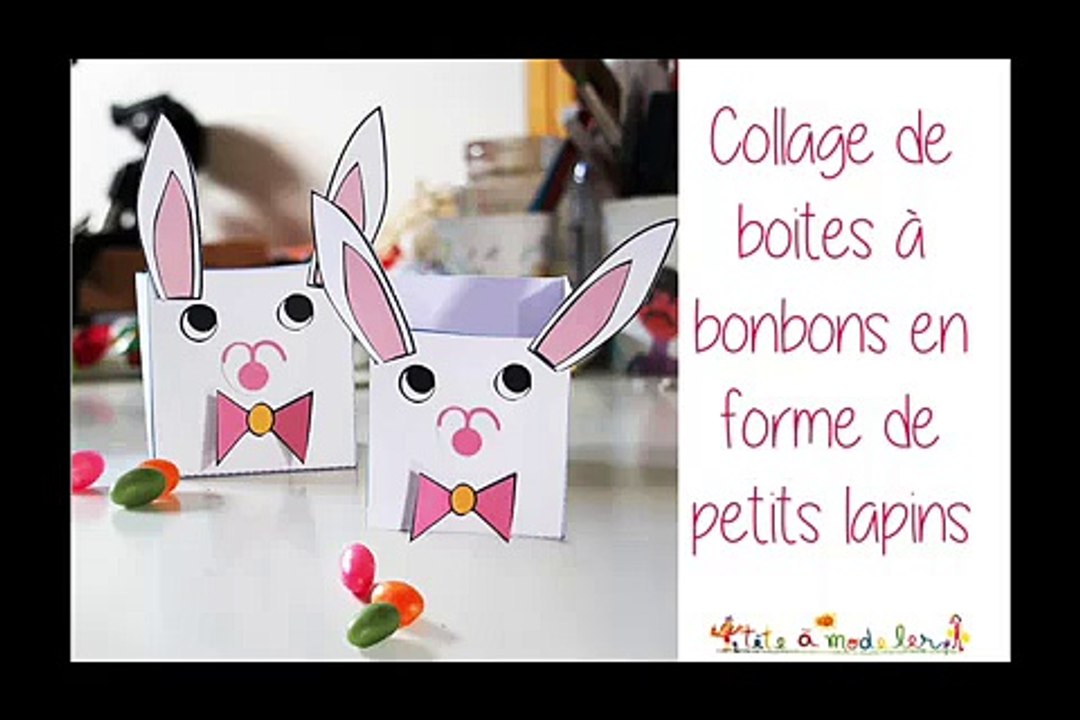 Collage boite à bonbons lapin