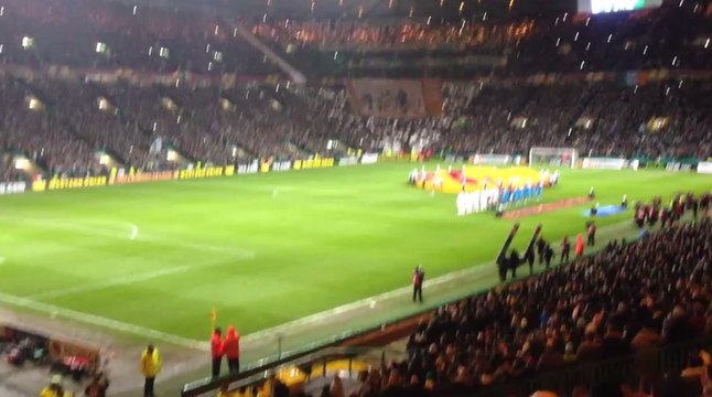 Celtic FC fans singing you'll never walk alone at Celtic Park, against Inter Milan. The volume is outstanding