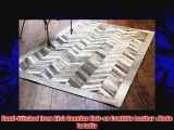 Hand-stiched Cowhide Leather Patchwork Designer Area Rugs 'Grey Chevron' (8'x10' (240cms x