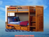 Mission Twin Over Twin Staircase Bunk Bed with 3 Drawers Desk Hutch Chair and Entertainment