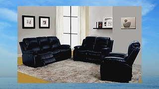 Cynthia Black Faux Leather Reclining Sofa set