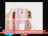Bolton Furniture 9811500LT6PW Cottage Low Loft Castle Bed White with Pink/White Top Tent Bottom