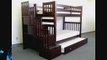 Bedz King Tall Twin over Twin Stairway Bunk Bed with Twin Trundle Cappuccino