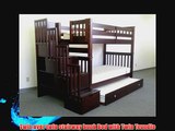 Bedz King Tall Twin over Twin Stairway Bunk Bed with Twin Trundle Cappuccino