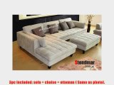 3pc Contemporary Grey Microfiber Sectional Sofa Chaise Ottoman S168LG