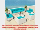 Uduka Outdoor Patio Furniture White Wicker Set Daly 8 Turquoise All Weather Couch