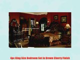 4pc King Size Bedroom Set in Brown Cherry Finish