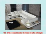 T35 - White Bonded Leather Sectional Sofa Set with Light