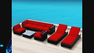 Luxxella Outdoor Patio Wicker BELLA 9 Pc Red Sofa Sectional Furniture All Weather Wicker Couch