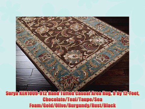 Surya KEN1009-912 Hand Tufted Casual Area Rug 9 by 12-Feet Chocolate/Teal/Taupe/Sea Foam/Gold/Olive/Burgundy/Rust/Black