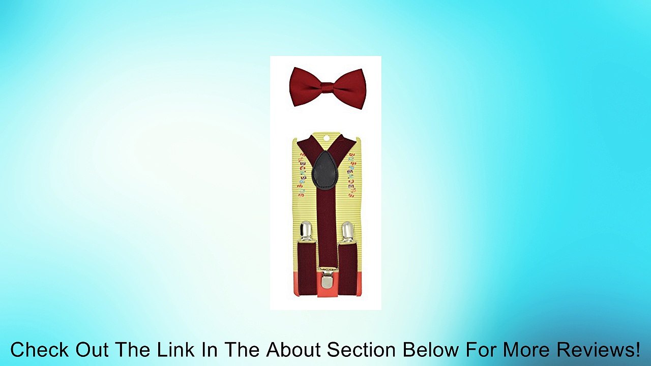 Kids Children Babies "Burgundy" Suspender & Bow tie Set Review