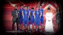 لحضة اختيار الفائز في الحلقة 8 من  arabs got talent . صلاح إنترتينر و Crazy Dunkers