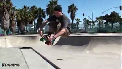 Mattie nous montre une petite freeline dans un skate park